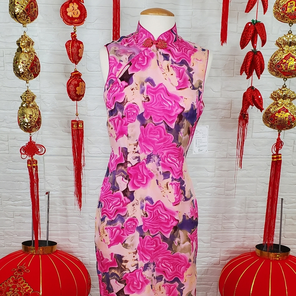 Chinese real silk long dress -Cheung Sam